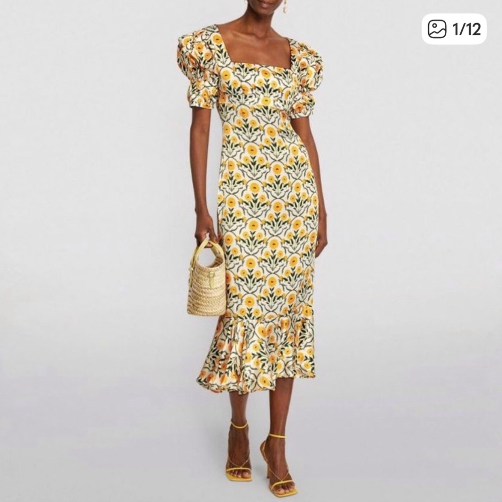 Aqua by Bendita Mango Mimosa Midi Dress Yellow- Size Large